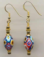 Millefiori Fine-Quality-15x10mm Oval Earrings with Seed Beads